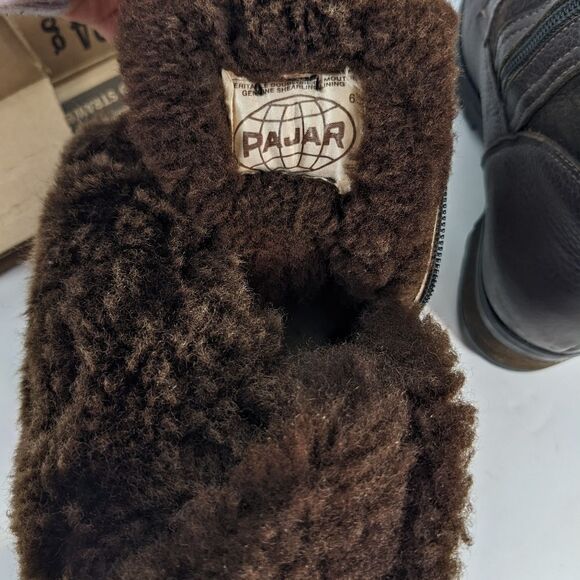 Vintage Pajar winter boots brown leather shearling lace up zip up 6.5 - Picture 8 of 8
